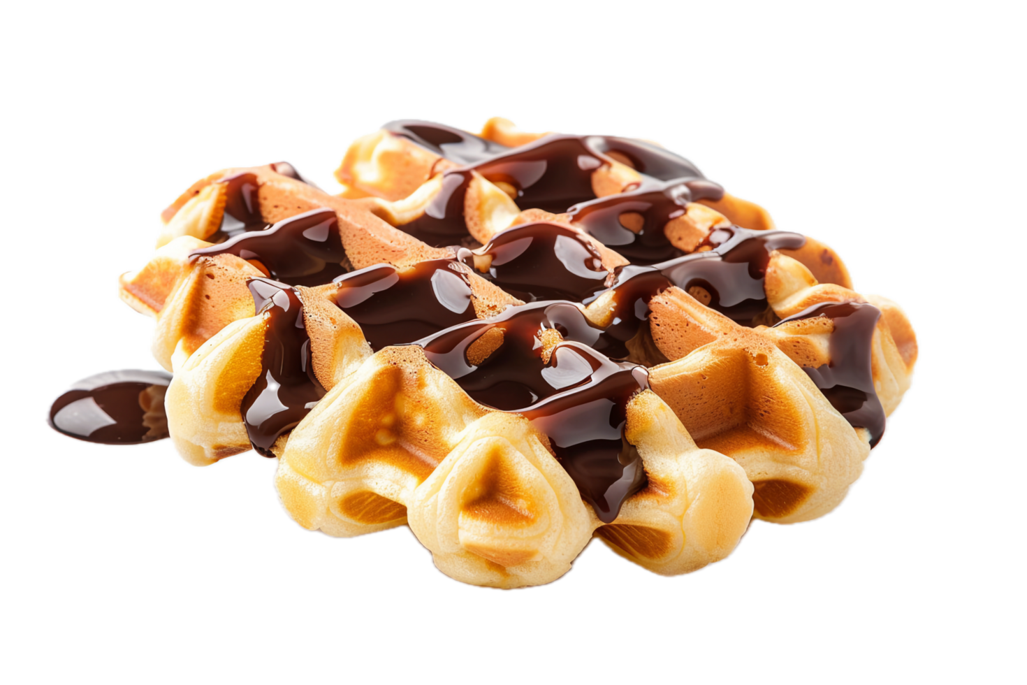 AI generated Belgian Waffle Covered in Chocolate Syrup png