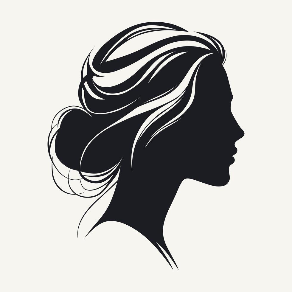 silueta de un mujer cabeza con peinado. vector ilustración.