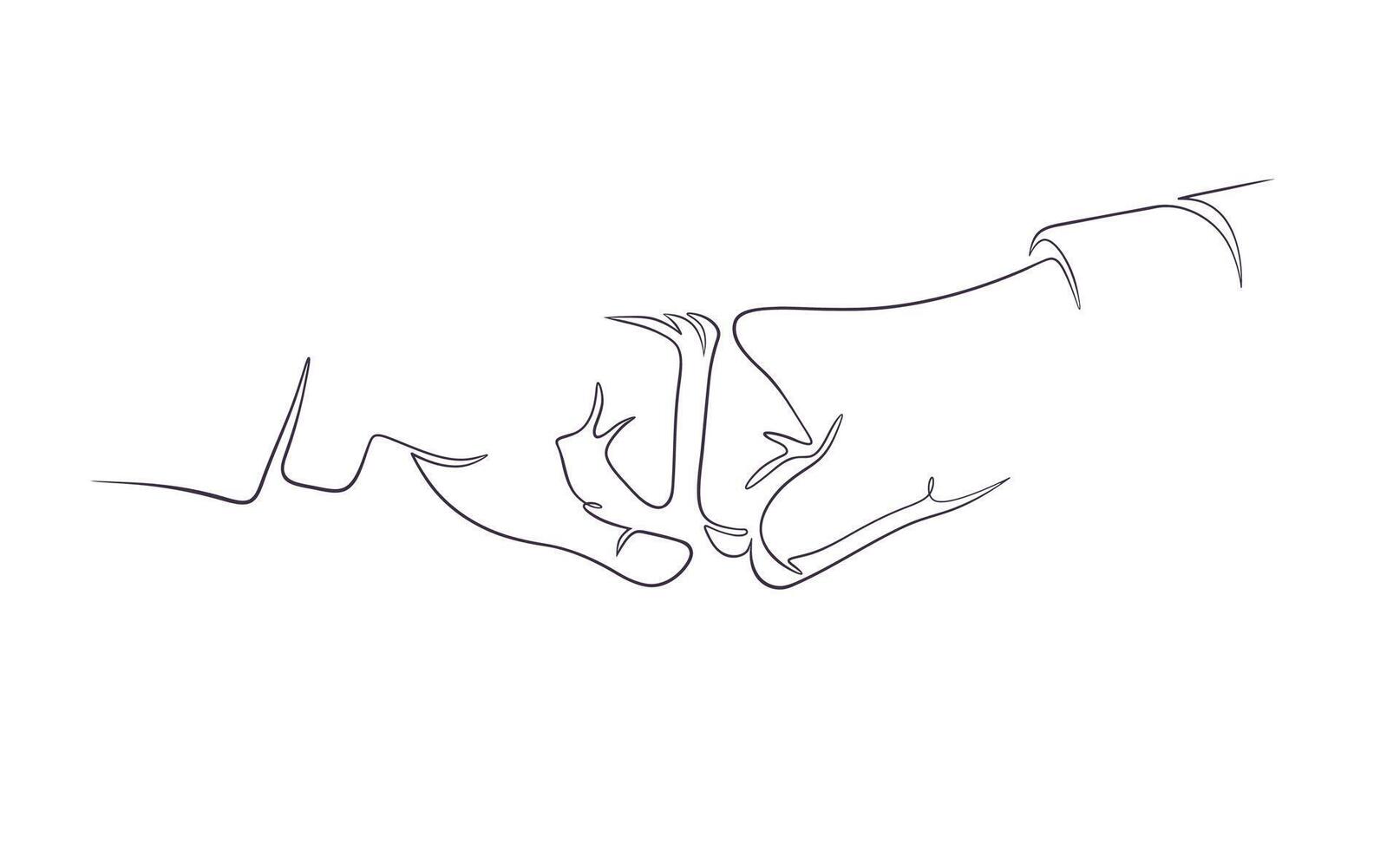 Continuous one line drawing of fist bump on white background vector
