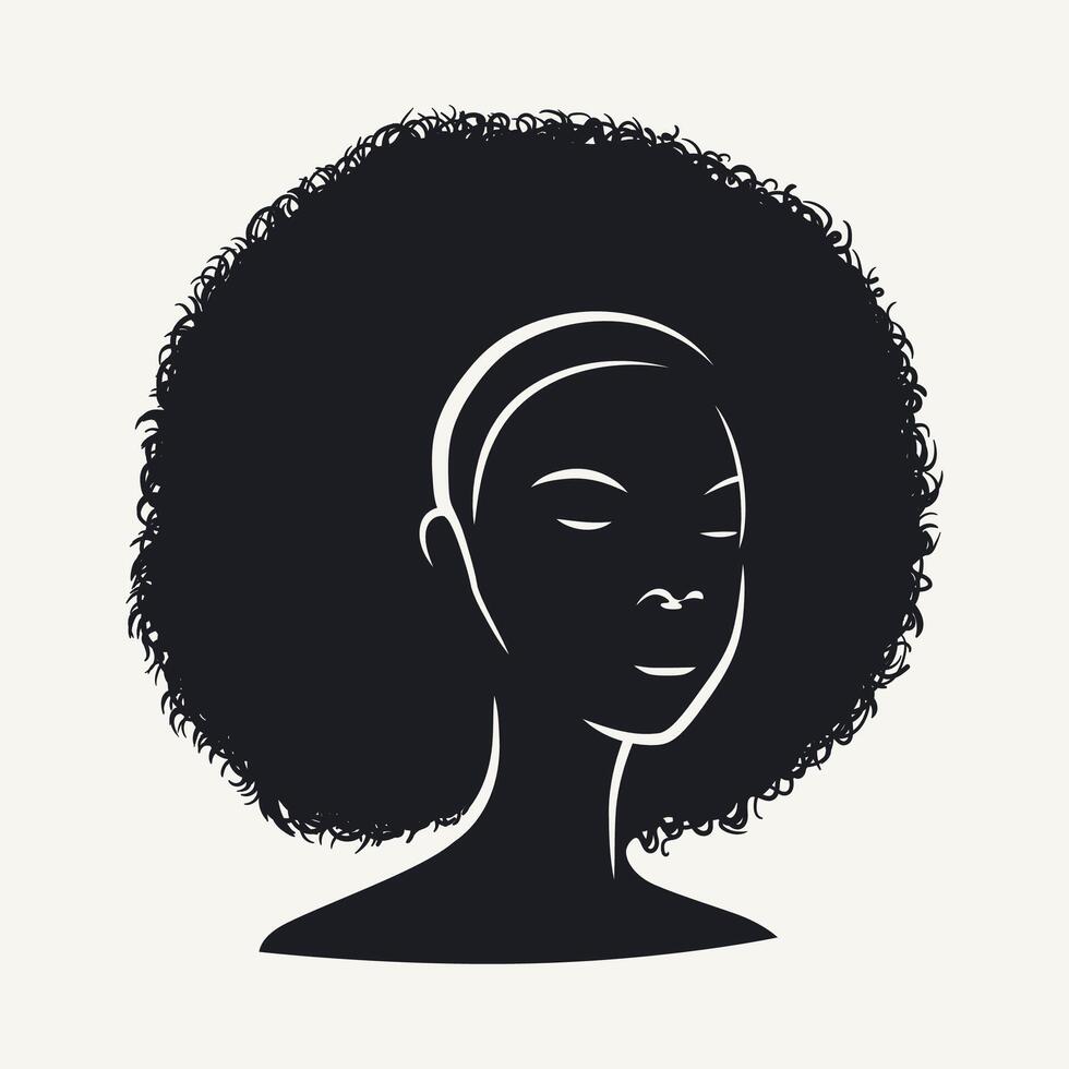 Portrait of a beautiful girl with afro hairstyle. Vector illustration.