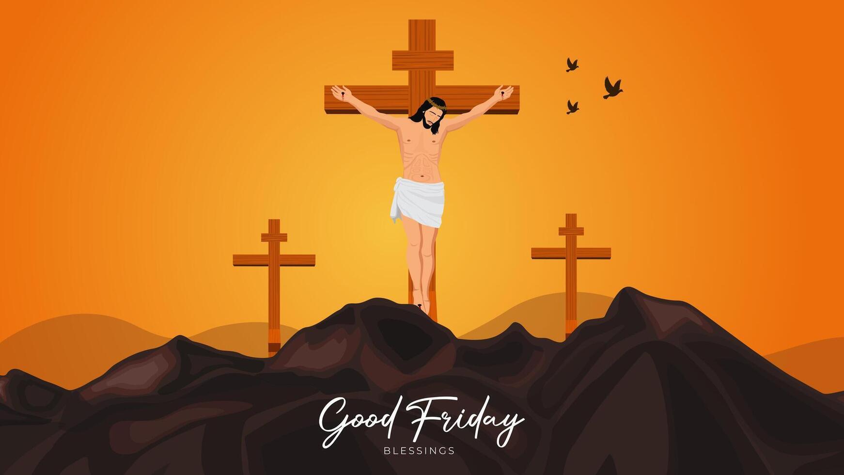 Good Friday Peace of Holy Week Social Media Post, Web Banner, Status, Story vector