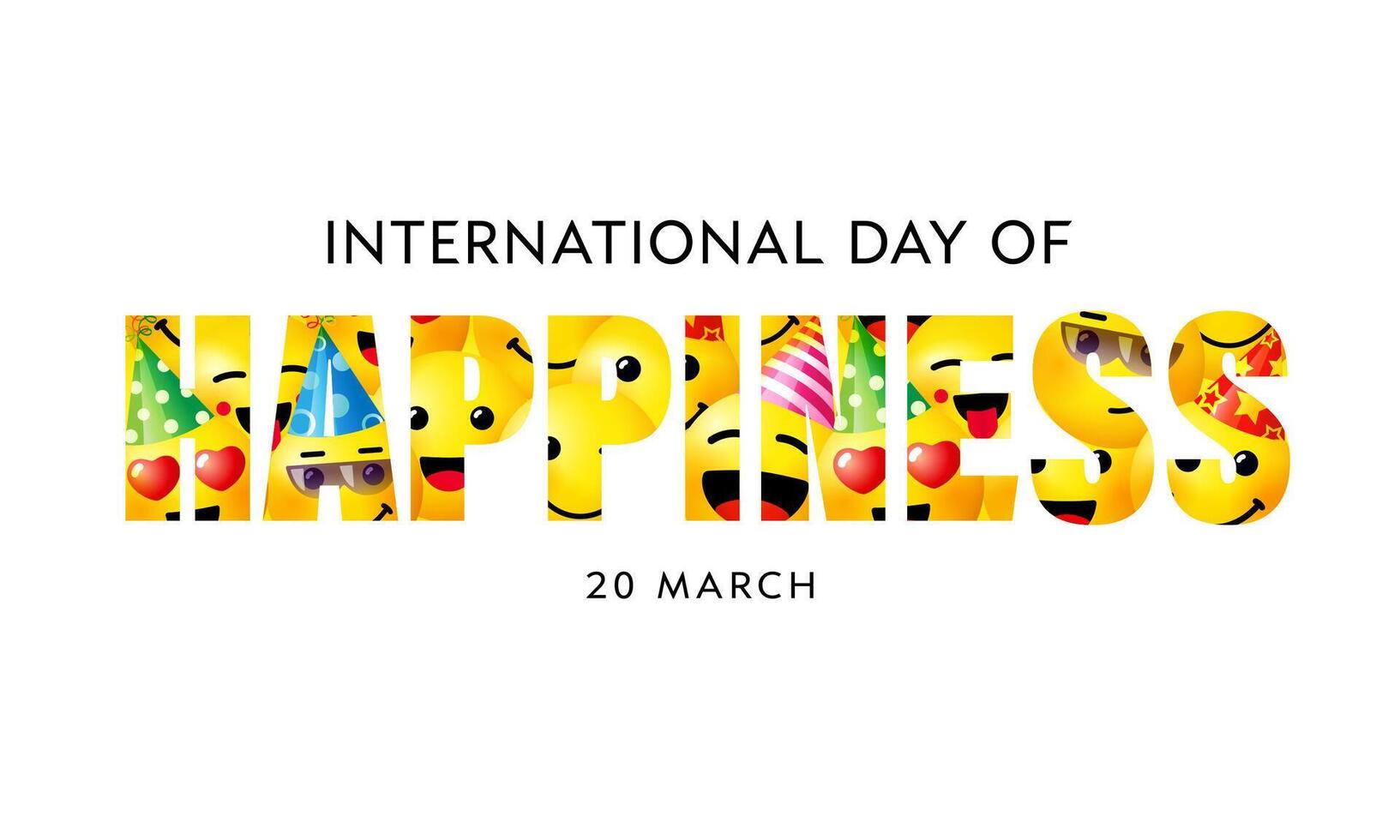 International Day of Happiness greeting card design vector