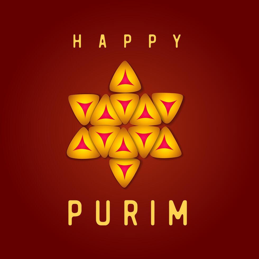 Happy Purim greeting card design. Holiday poster. Postcard template with creative elements vector