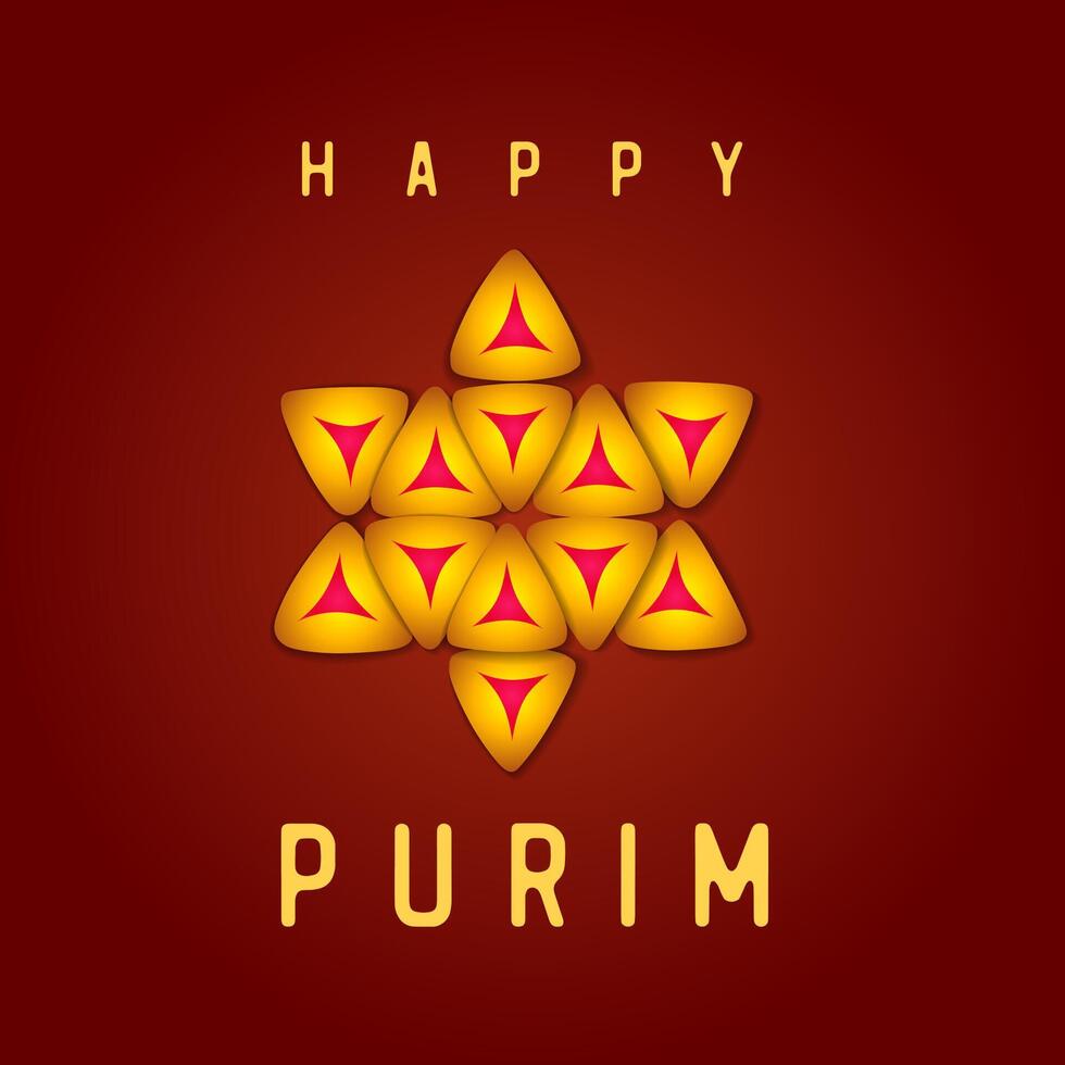 Happy Purim greeting card design. Holiday poster. Postcard template with creative elements vector