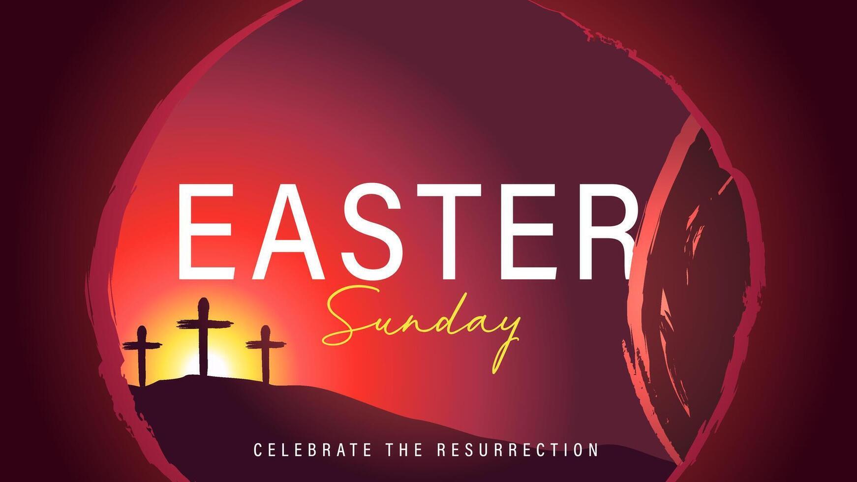 Pascua de Resurrección domingo mañana, vector ilustración. cristiano bandera. red póster.