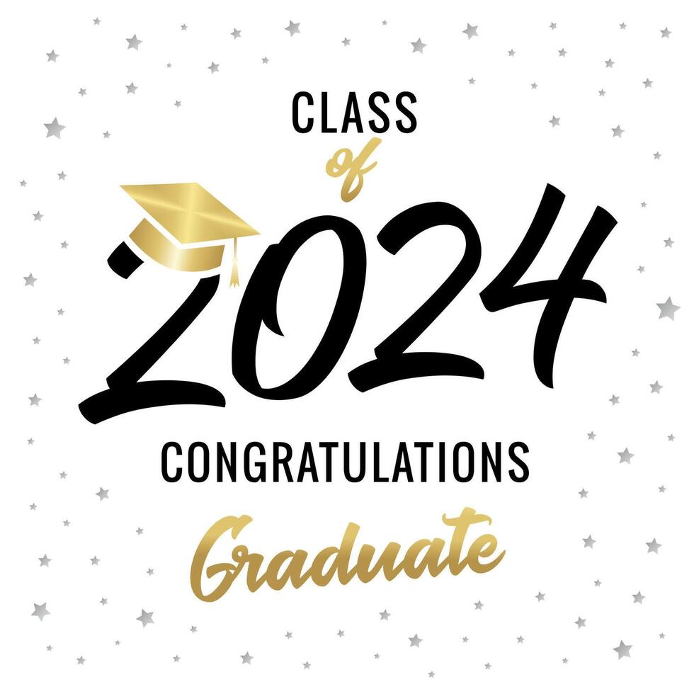 Graduating class of 2024 greeting card design vector