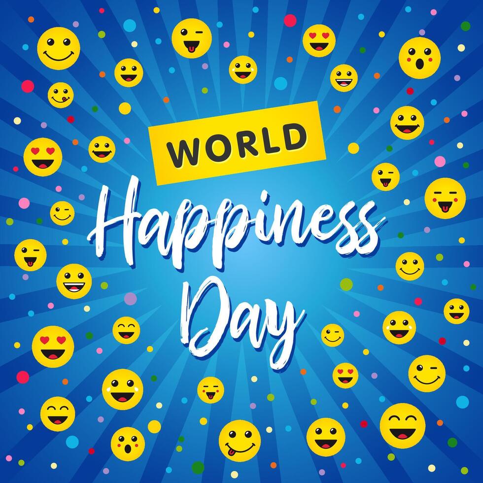 International Day Of Happiness cute congrats. Internet poster vector