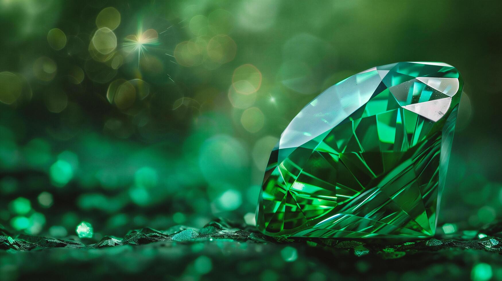 AI generated Diamond on green background with bokeh photo