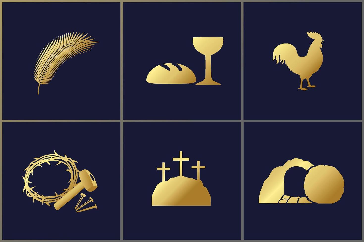 Set of christian icons. Easter concept. Postcard elements vector