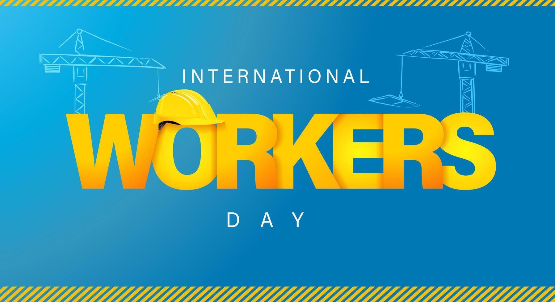 International Workers Day creative poster. Cute graphic greetings vector