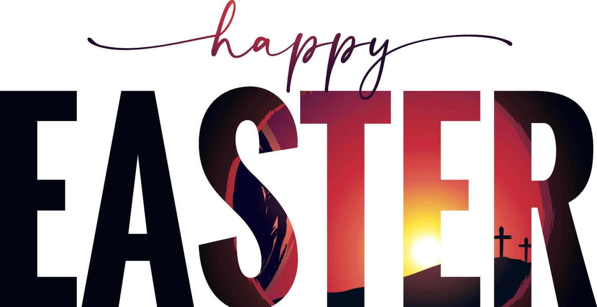 Happy Easter christian postcard design vector