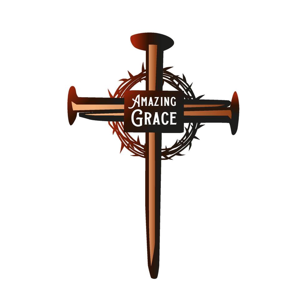 Jesus Christ cross made of nails. Good Friday or Easter Sunday concept. 3D design vector