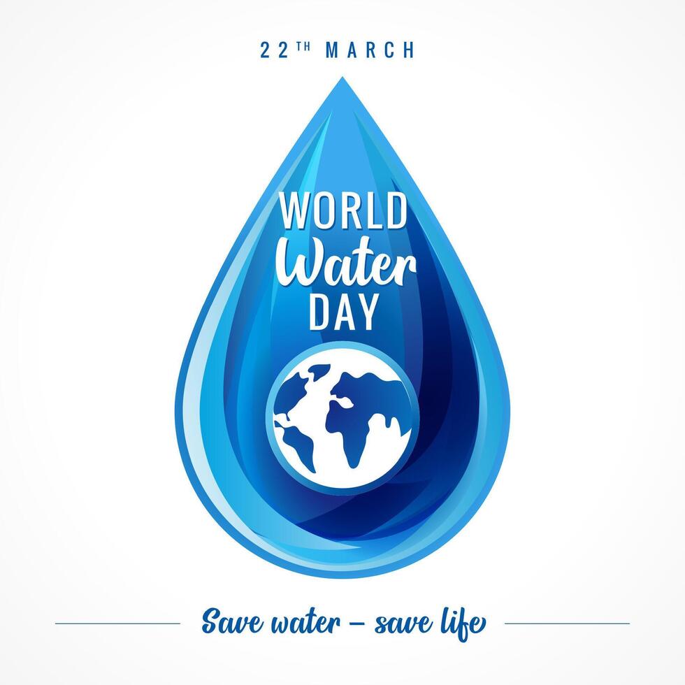 mundo agua día linda póster. agua soltar logo diseño vector