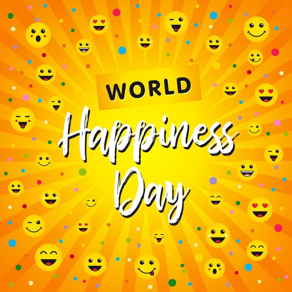 World Happiness Day greeting card concept. vector