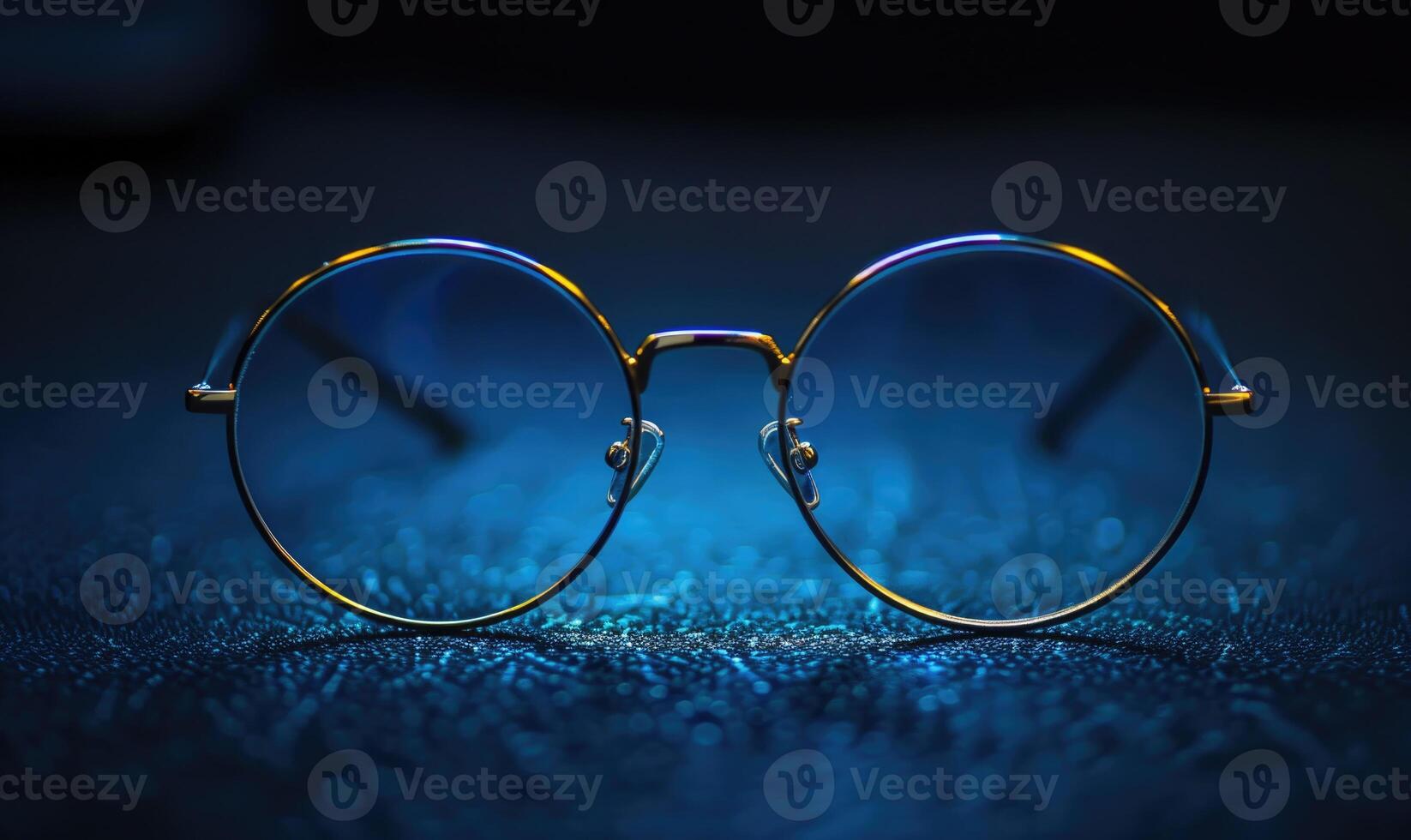 AI generated Eyeglasses on a dark background, close-up. Selective focus. photo