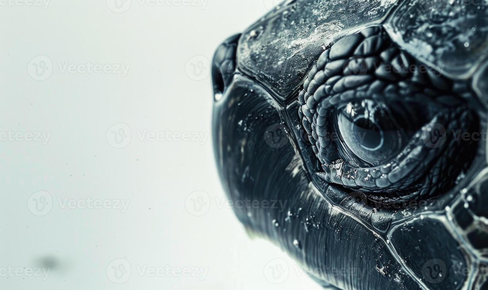 AI generated Close up of the eye of a tortoise on a white background photo