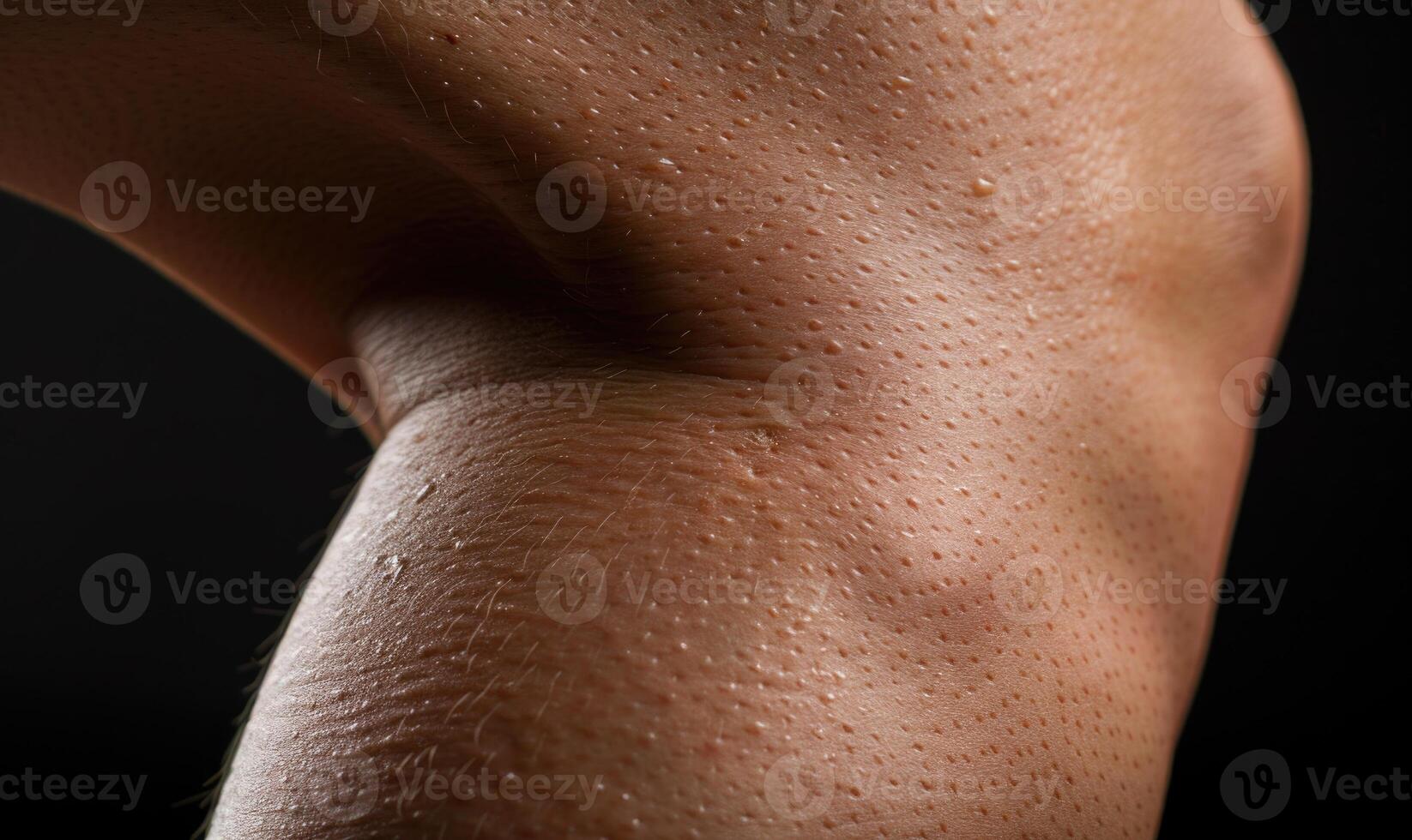 AI generated Closeup of a woman's knee on a black background. Skin care concept photo