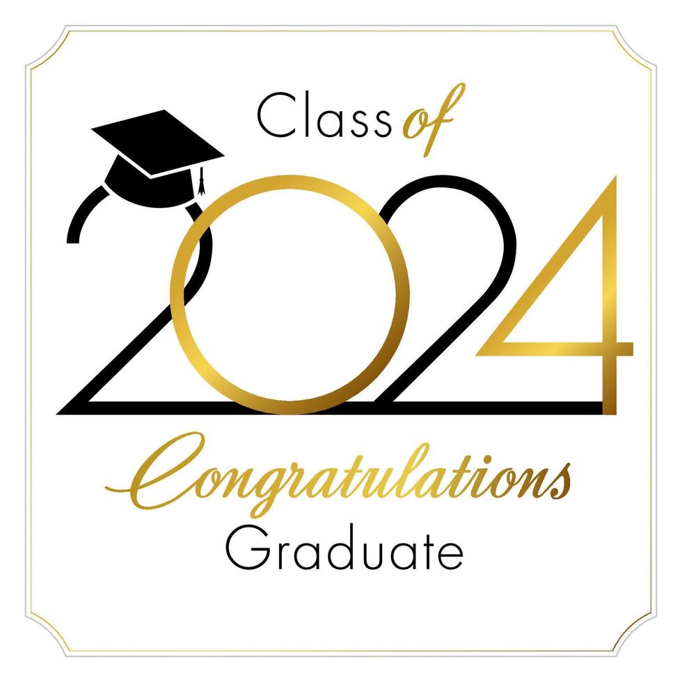 Certificate template for 2024 graduate. Class of 2024 school banner. Diploma design. Creative number vector