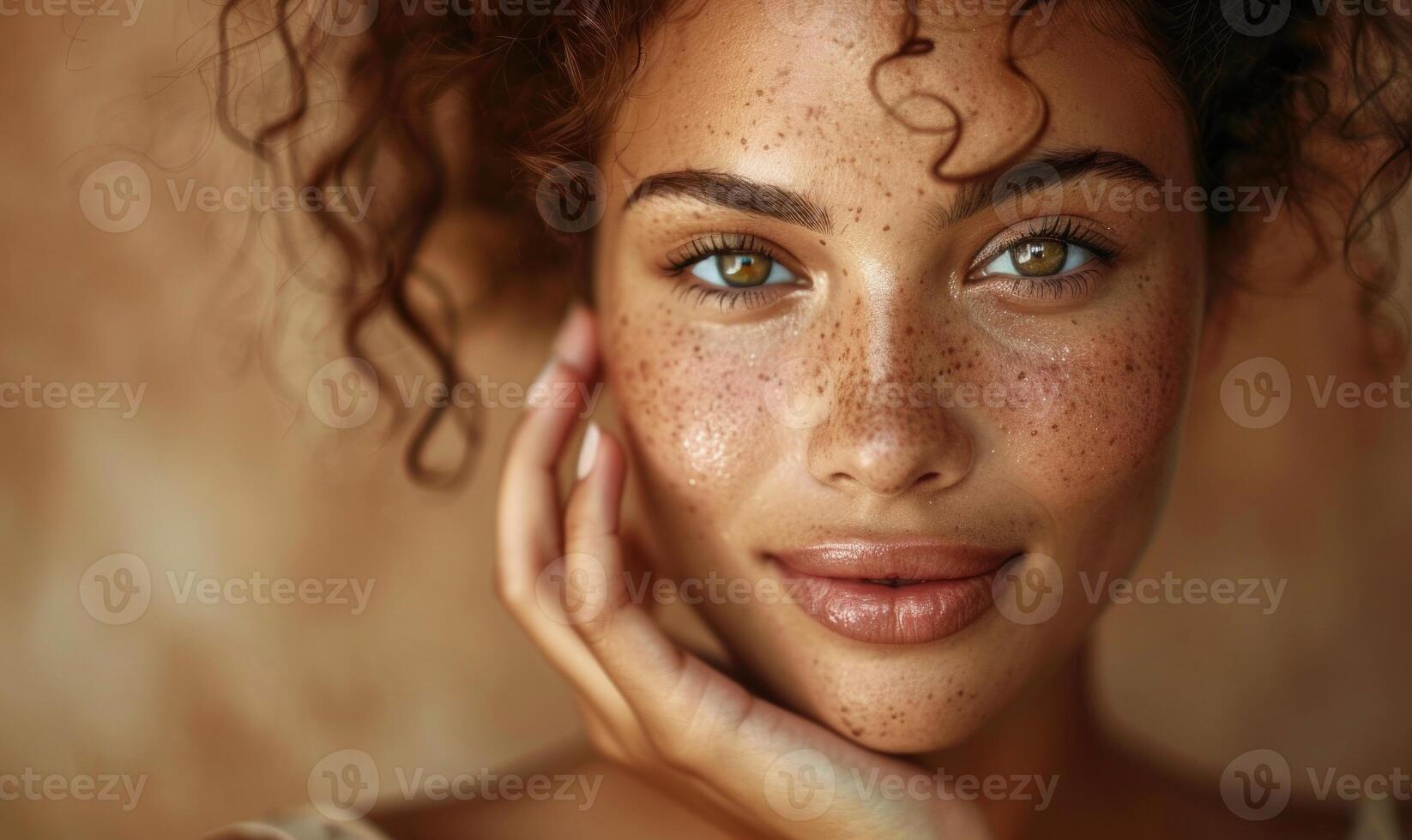 AI generated Portrait of a beautiful young african american woman with curly hair photo