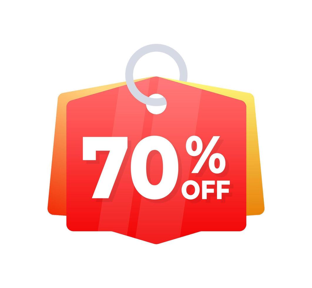 70 percent off Discount Promotions, red price tag, offers. Vector illustration