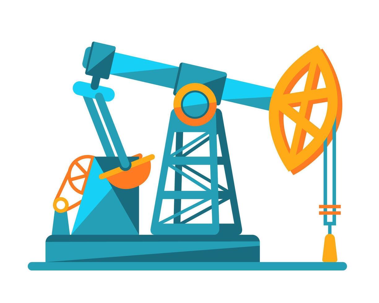 Oil industry equipment. Petroleum pump. Drilling Rig. Vector illustration