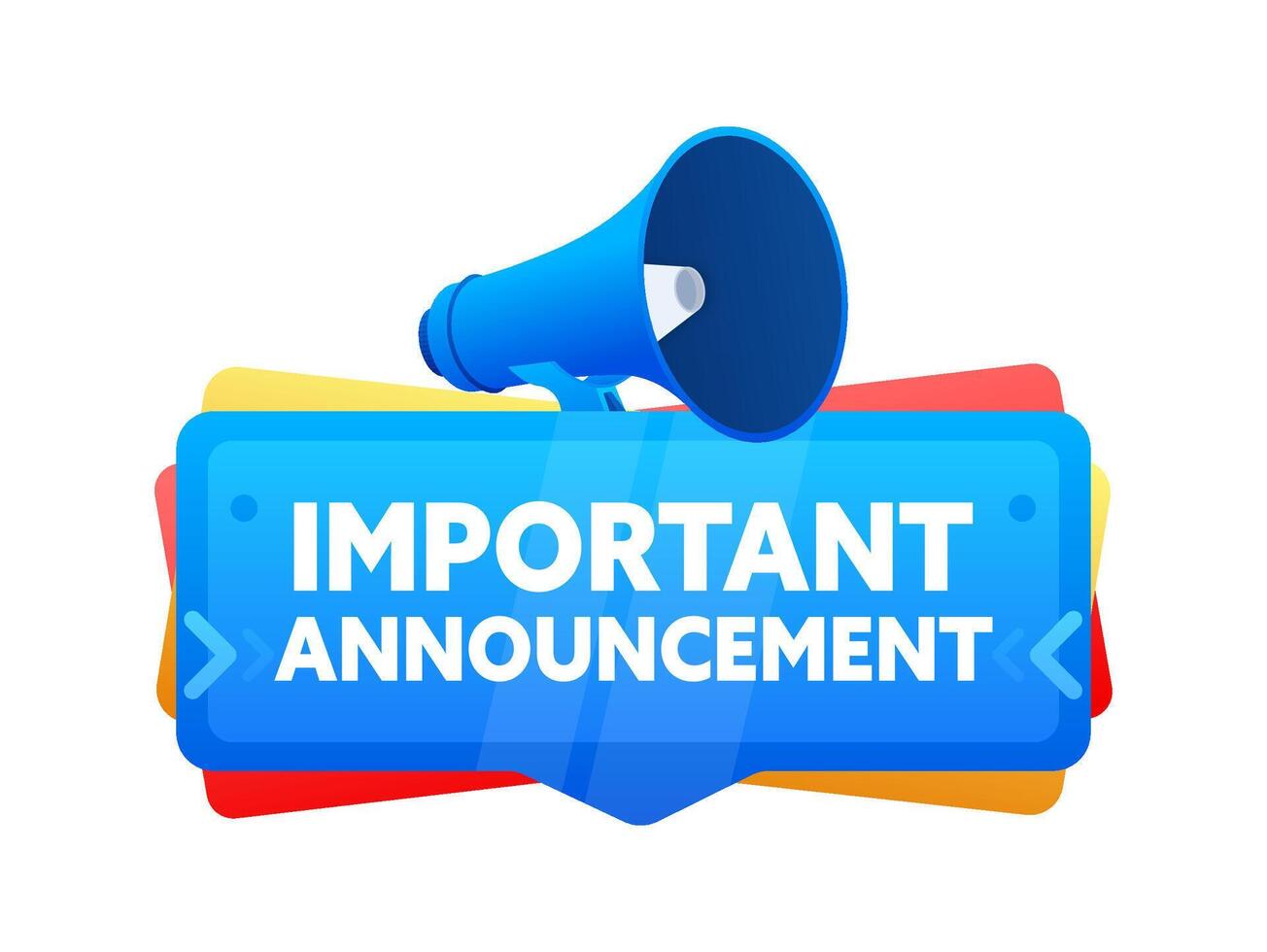 Megaphone projecting an important announcement against a white background. Vector illustration