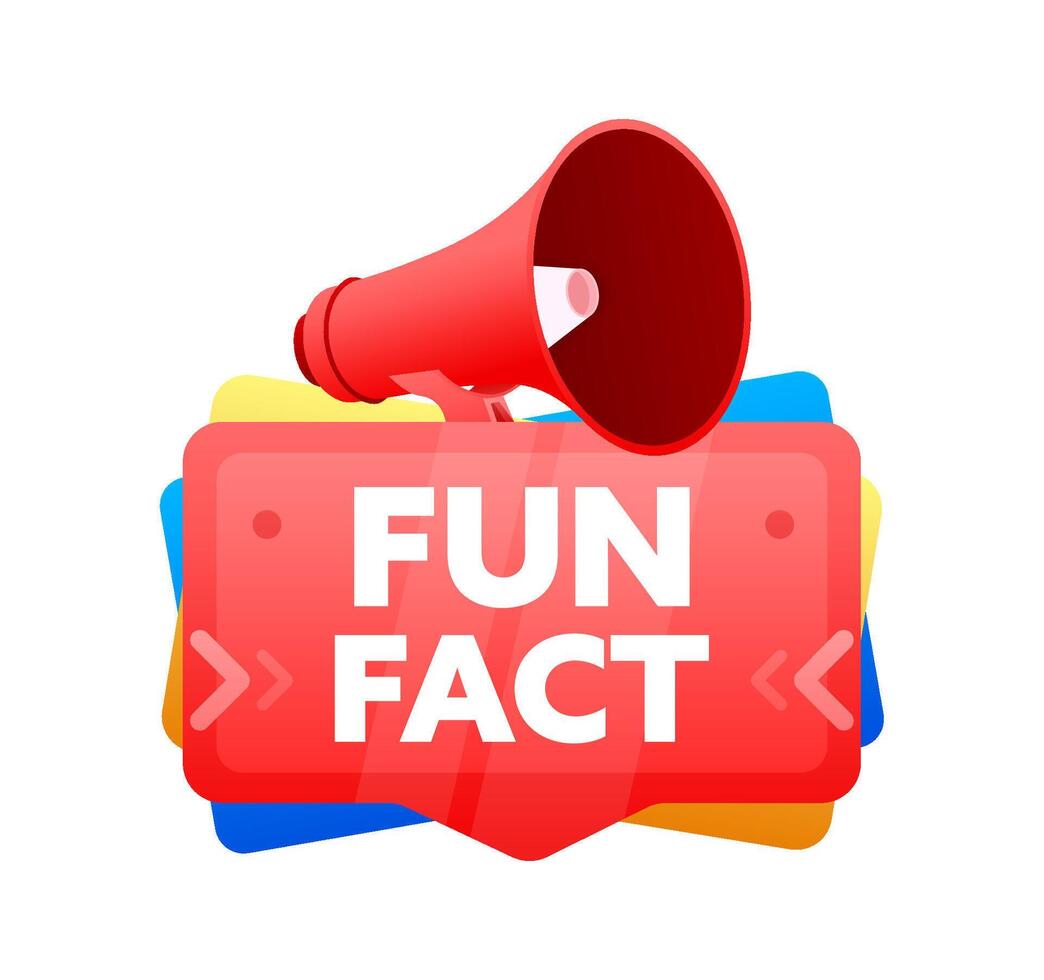 Fun fact. Badge with megaphone banner, label. Marketing and advertising. Vector illustration