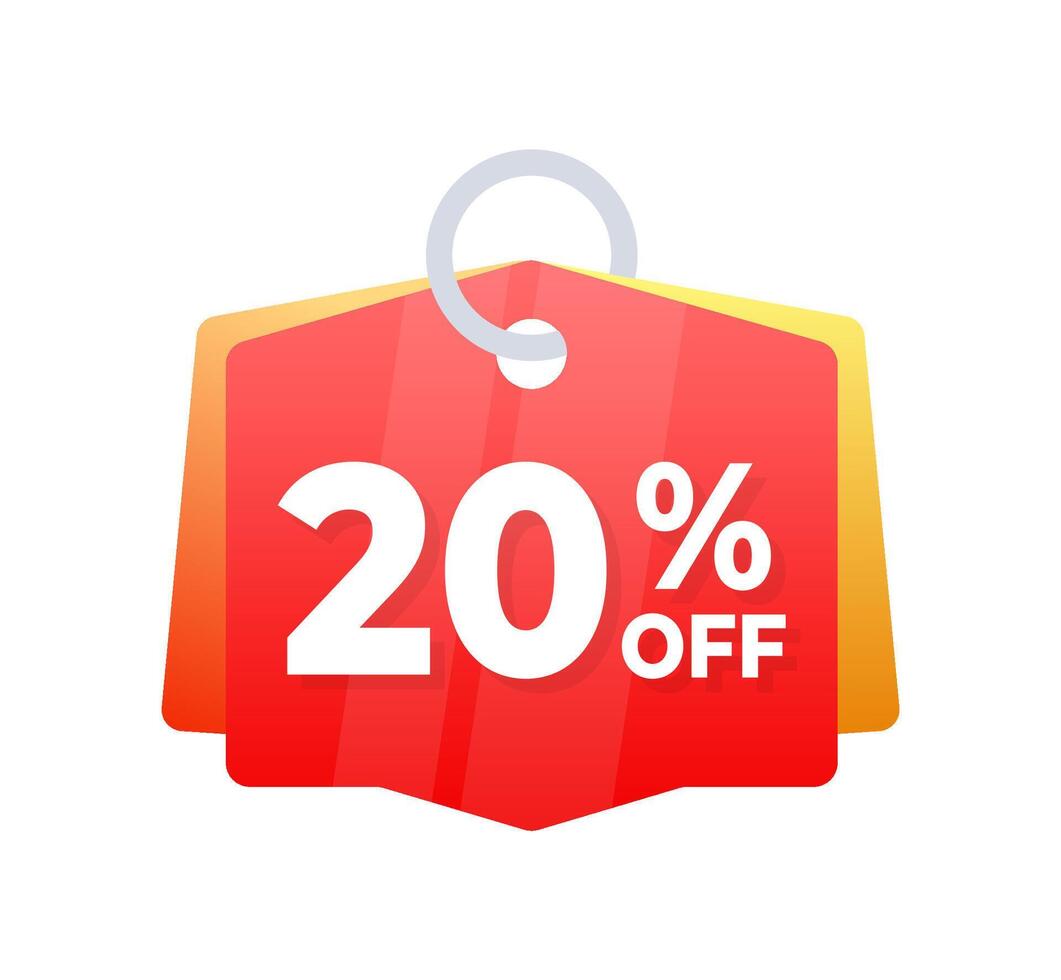 20 percent off Discount Promotions, red price tag, offers. Vector illustration