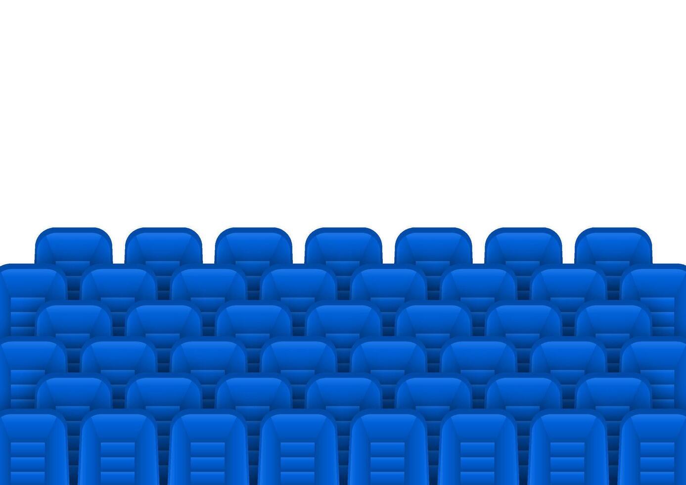 Blue movie theater seats for comfortable watching film. Cinema chair. Vector illustration