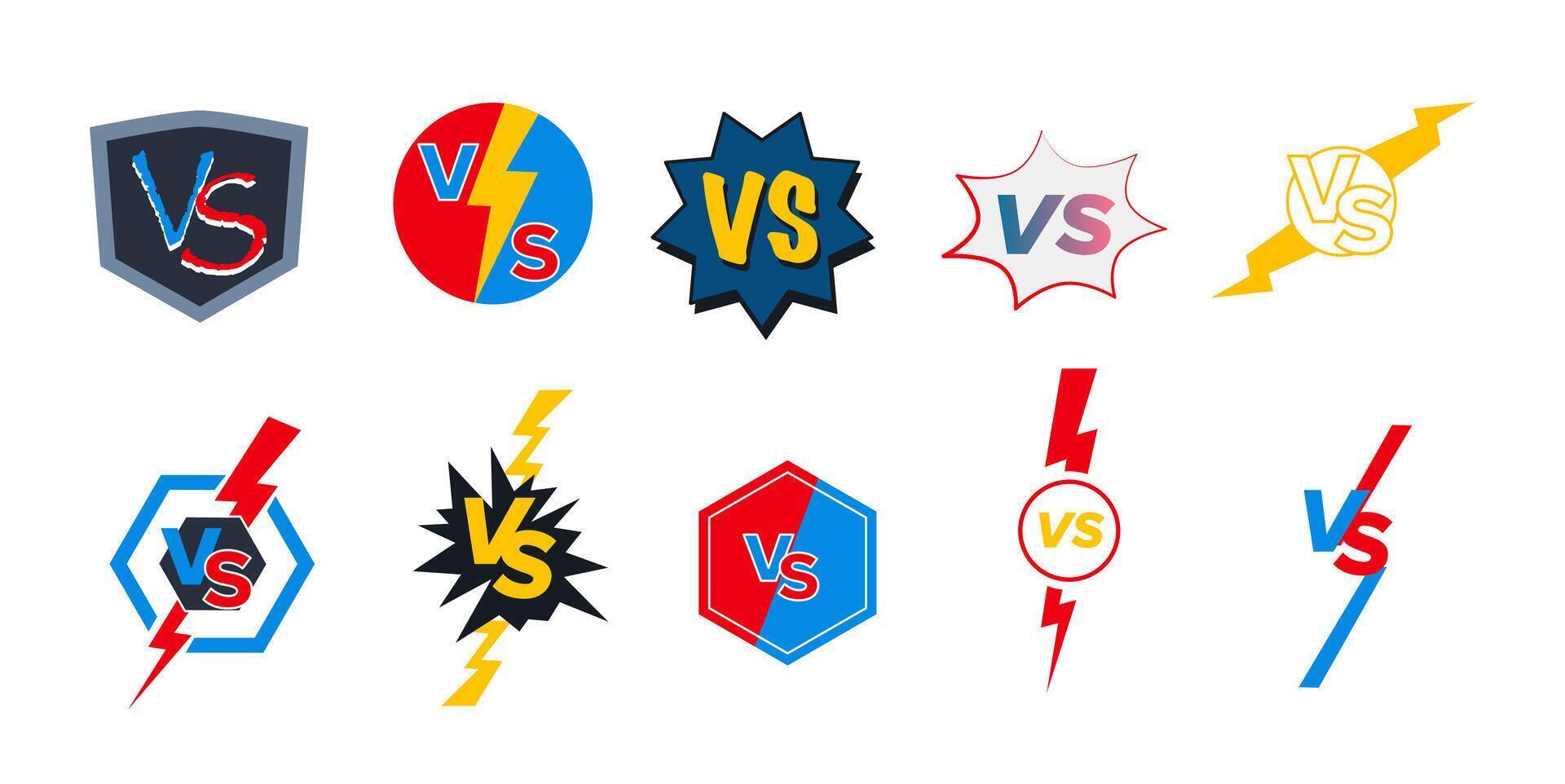 Collection of Versus Battle Icons Set. Vector illustration