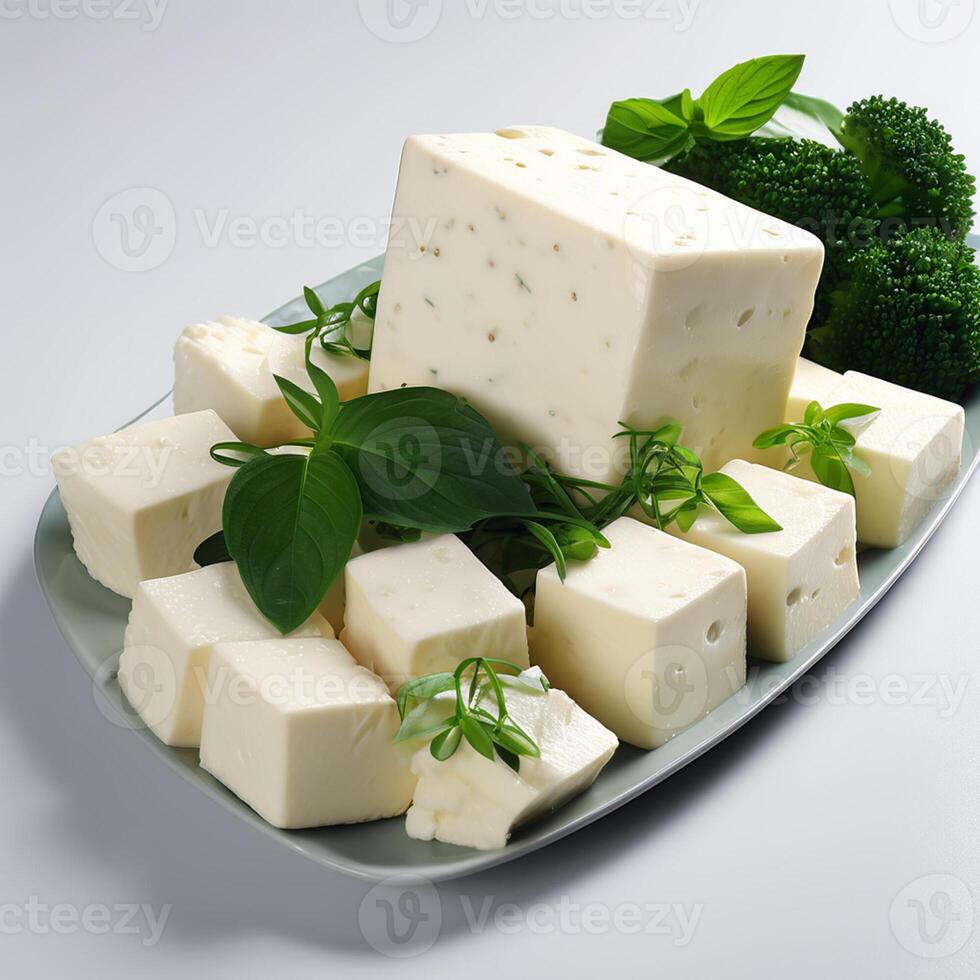 AI generated tofu with white background high quality ultra hd photo