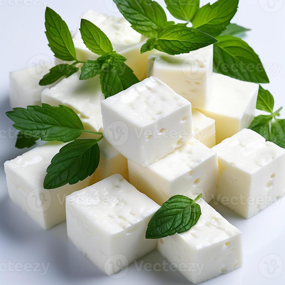 AI generated tofu with white background high quality ultra hd photo