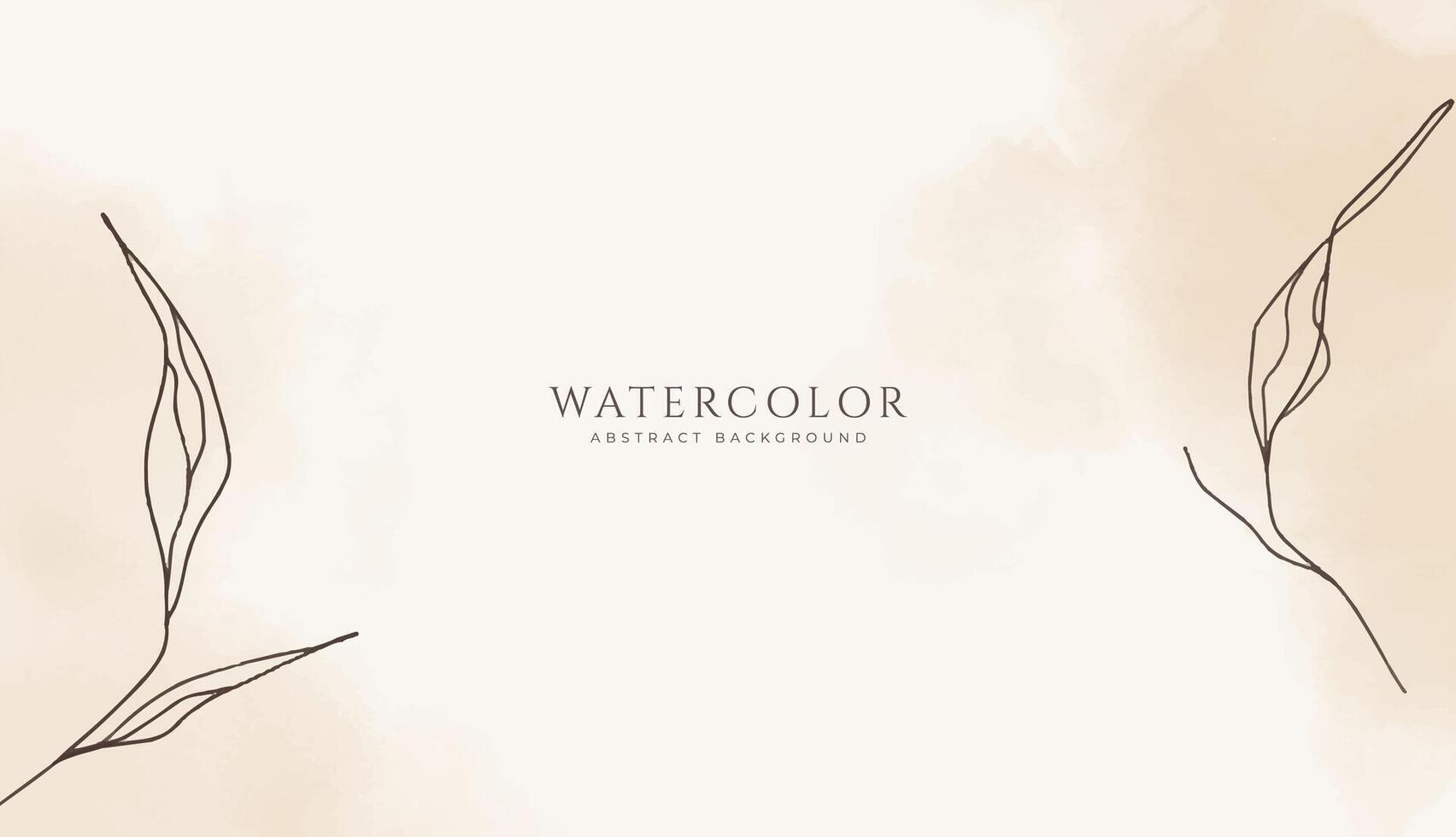 Abstract horizontal watercolor background. Neutral light brown colored empty space background illustration vector