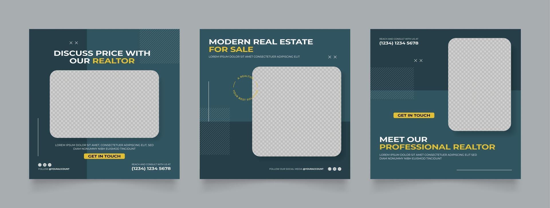 Social media template banner house architecture service promotion. real estate agency. fully editable square post frame puzzle organic sale poster vector