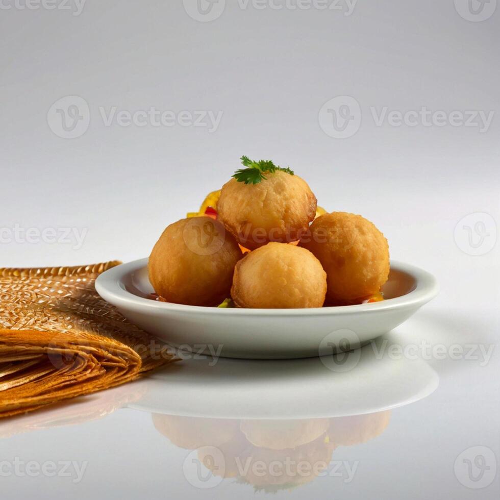 AI generated Panipuri or fuchka white background photo