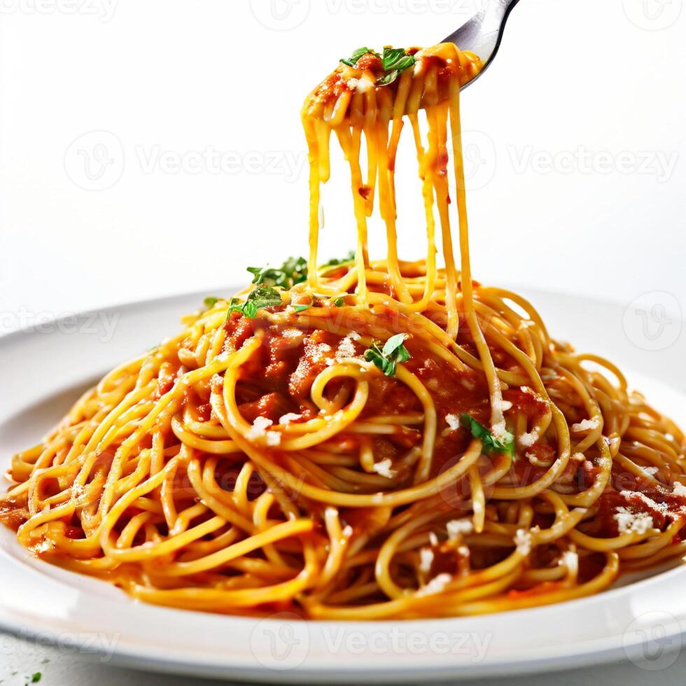 AI generated Noodles with plate white background high quality ultra photo
