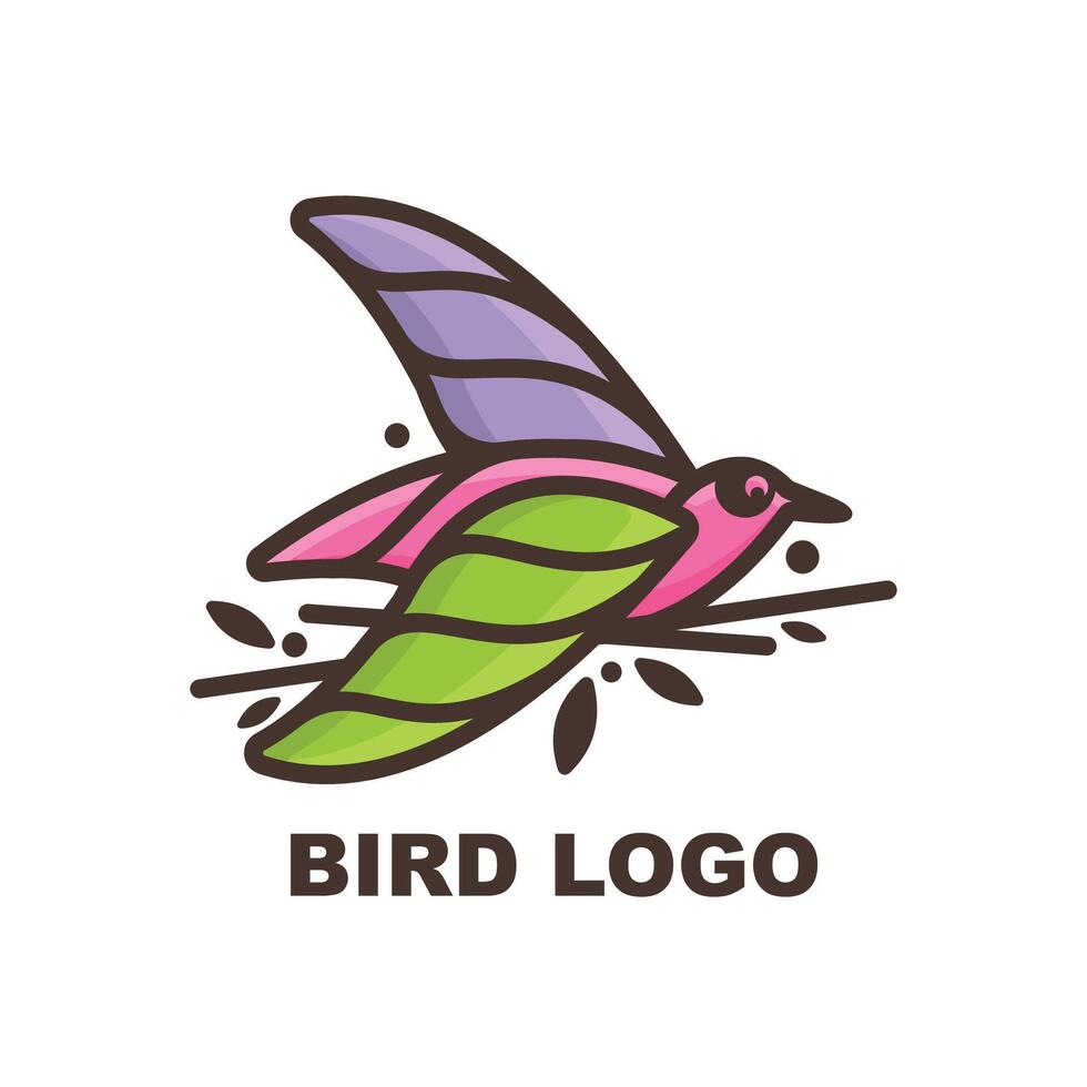 bird flying pose colorful logo collection vector