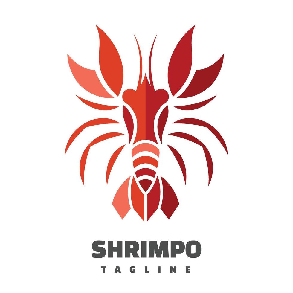 shrimp character logo vector