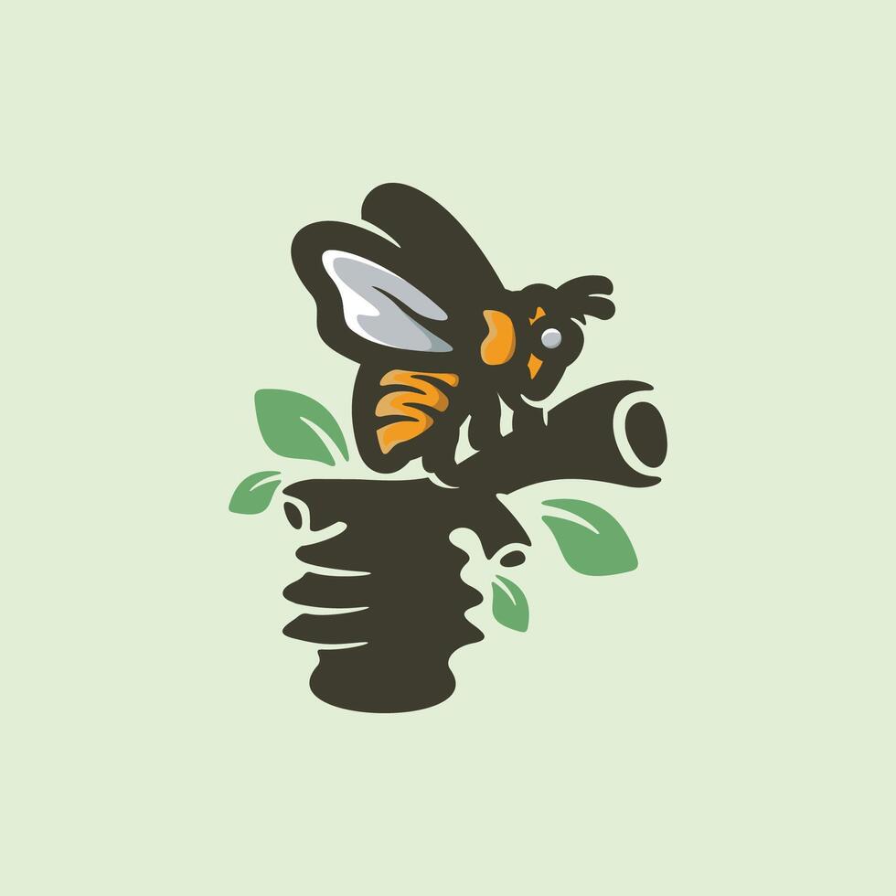 abeja y miel personaje logo vector