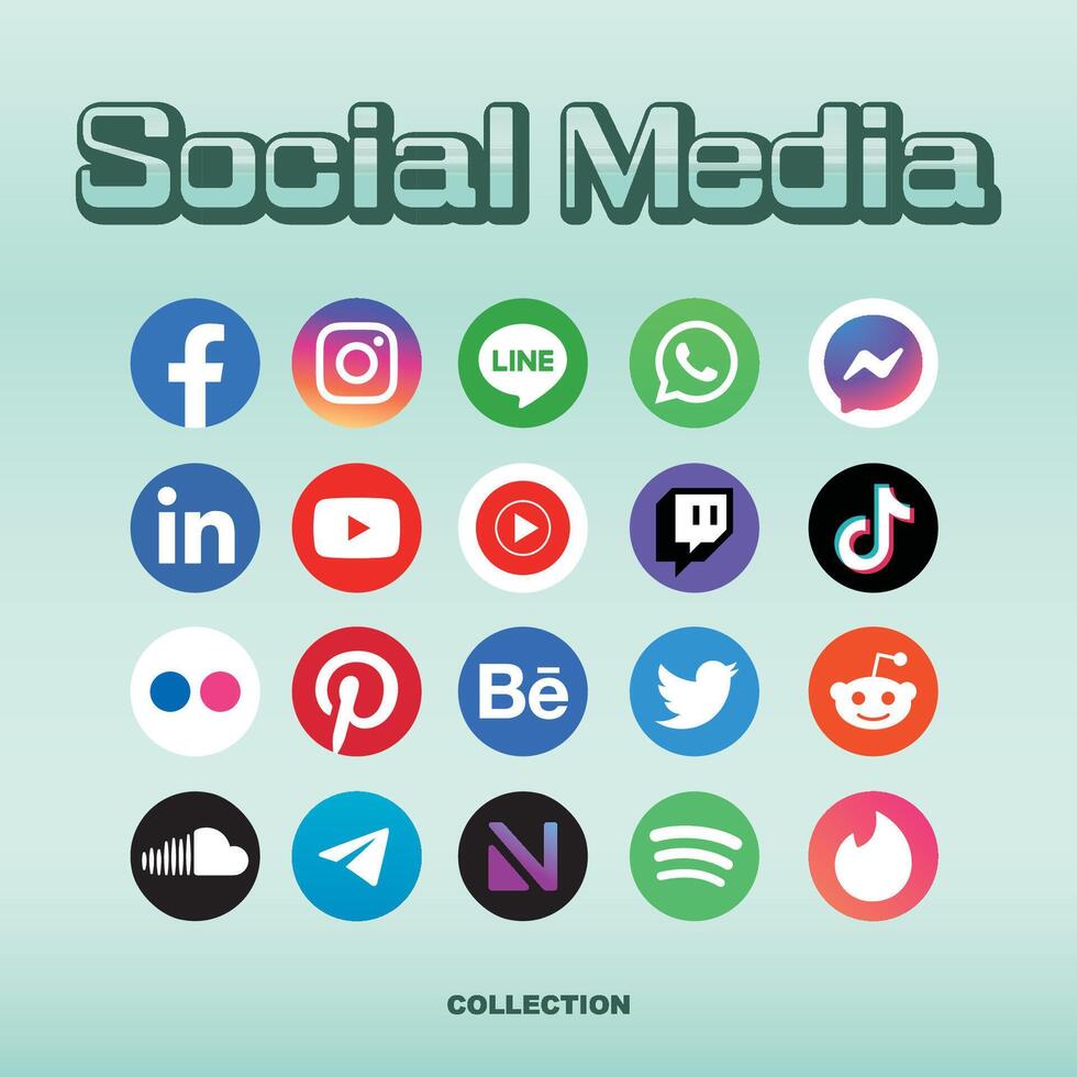 colección de iconos de redes sociales vector