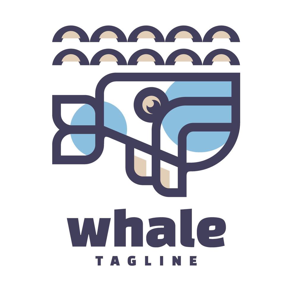 fish character simple line art logo mascot vector