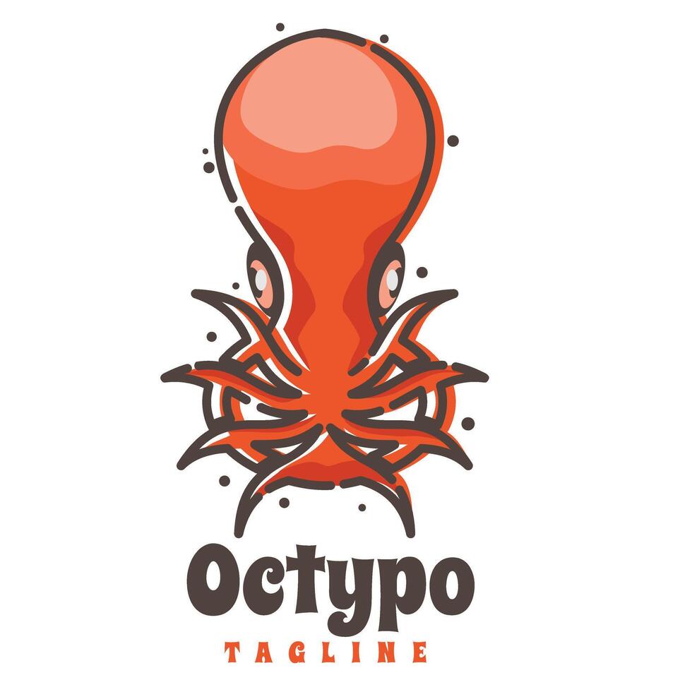 octopus line art character logo mascot vector