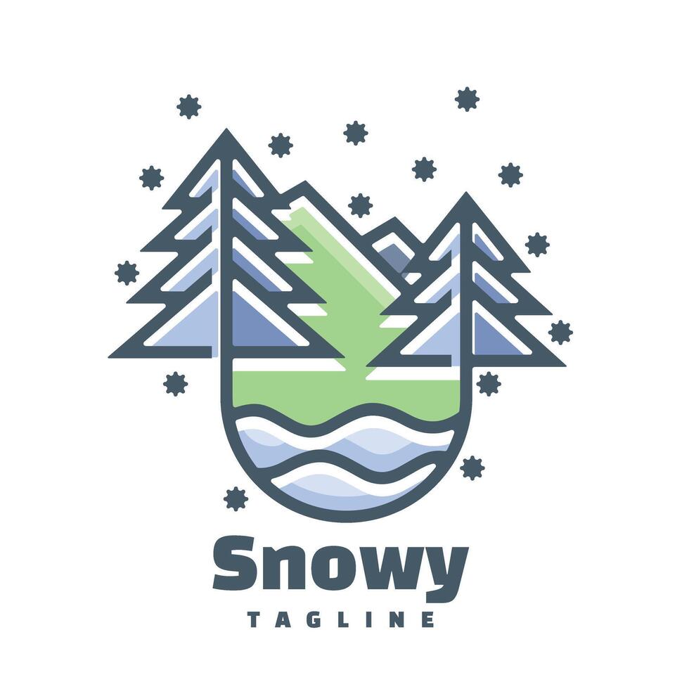 snow line art logo vector