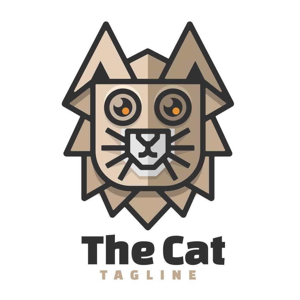 cat line art character logo mascot vector