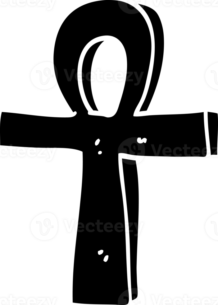 línea dibujo dibujos animados de un ankh sólido negro icono png