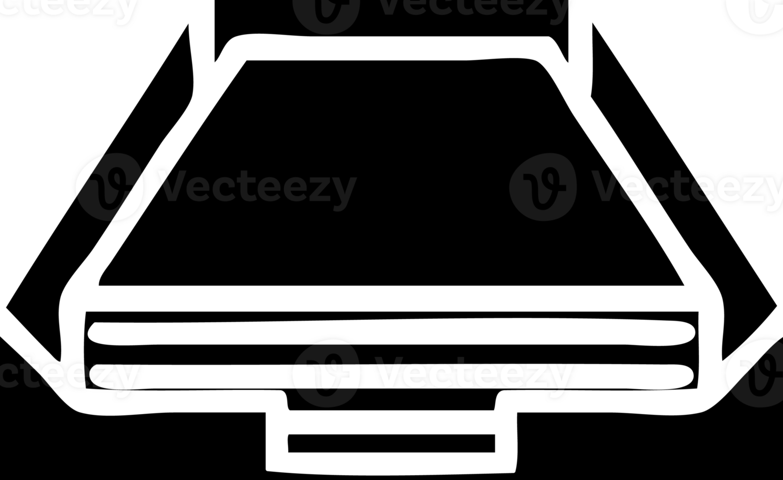 line drawing cartoon of a paper stack in tray solid black icon png