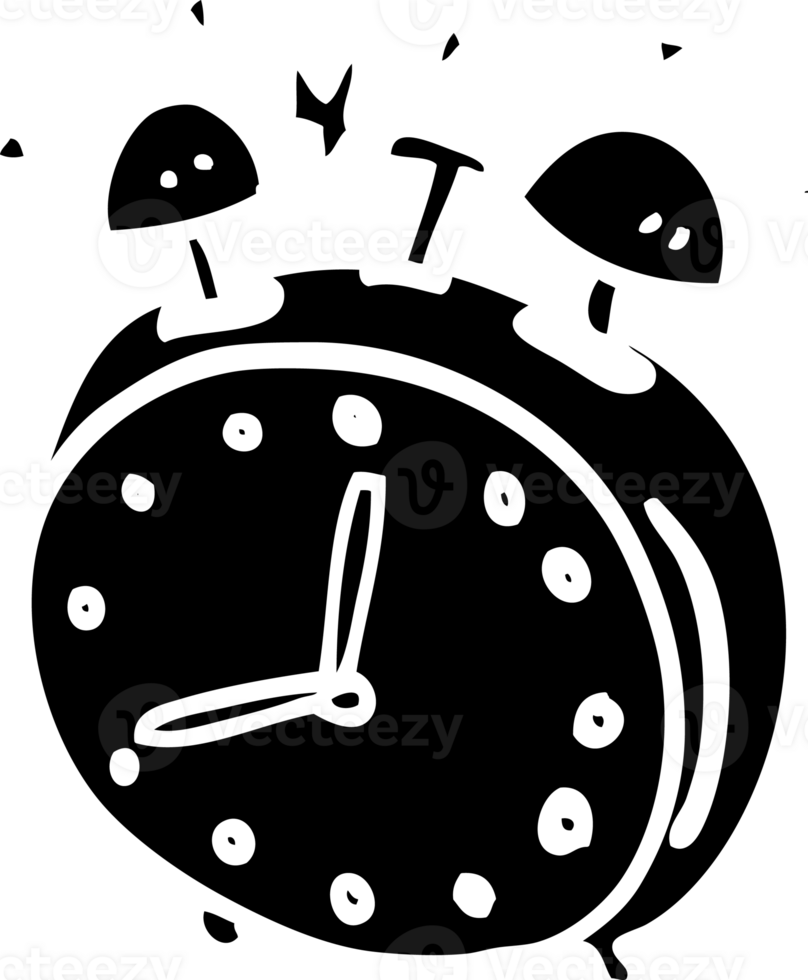 linje teckning tecknad serie larm klocka fast svart ikon png