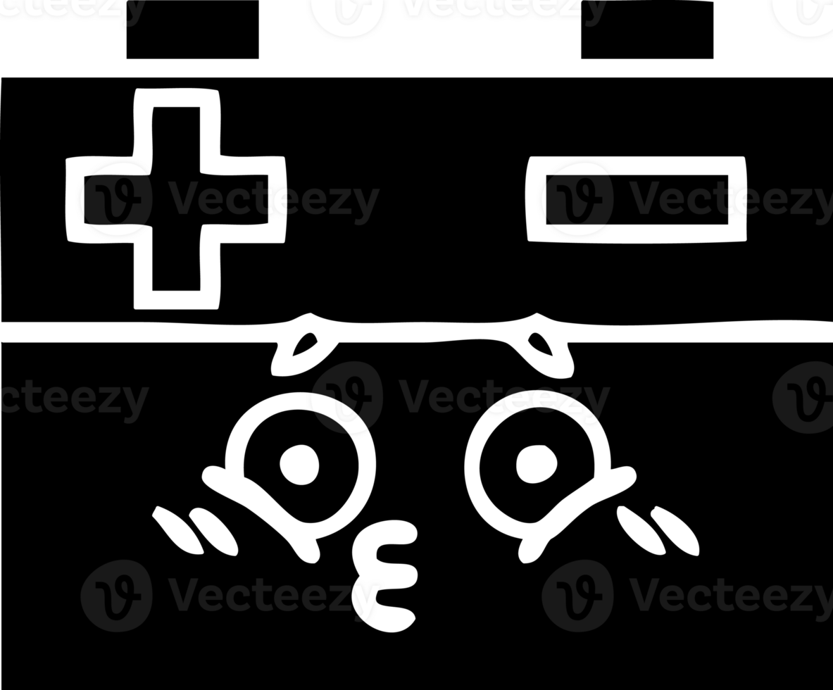 línea dibujo dibujos animados de un coche batería sólido negro icono png
