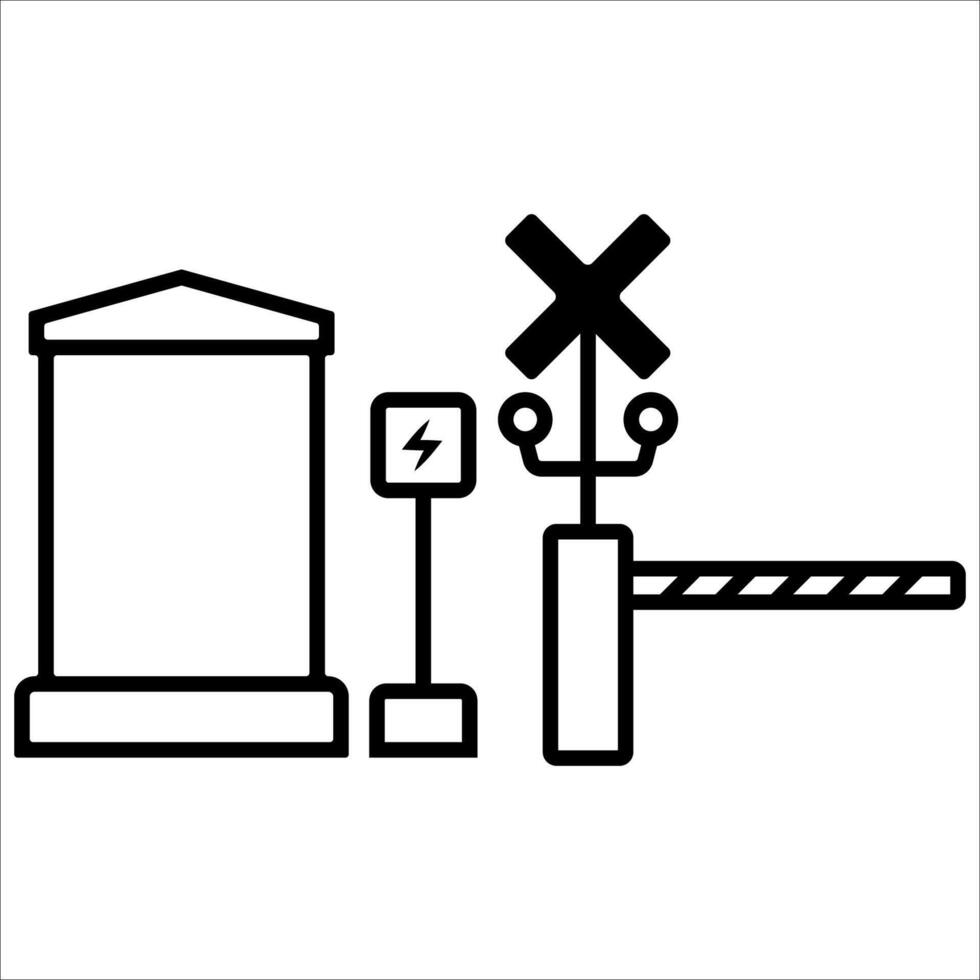 Railroad crossing with barrier icon vector illustration symbol