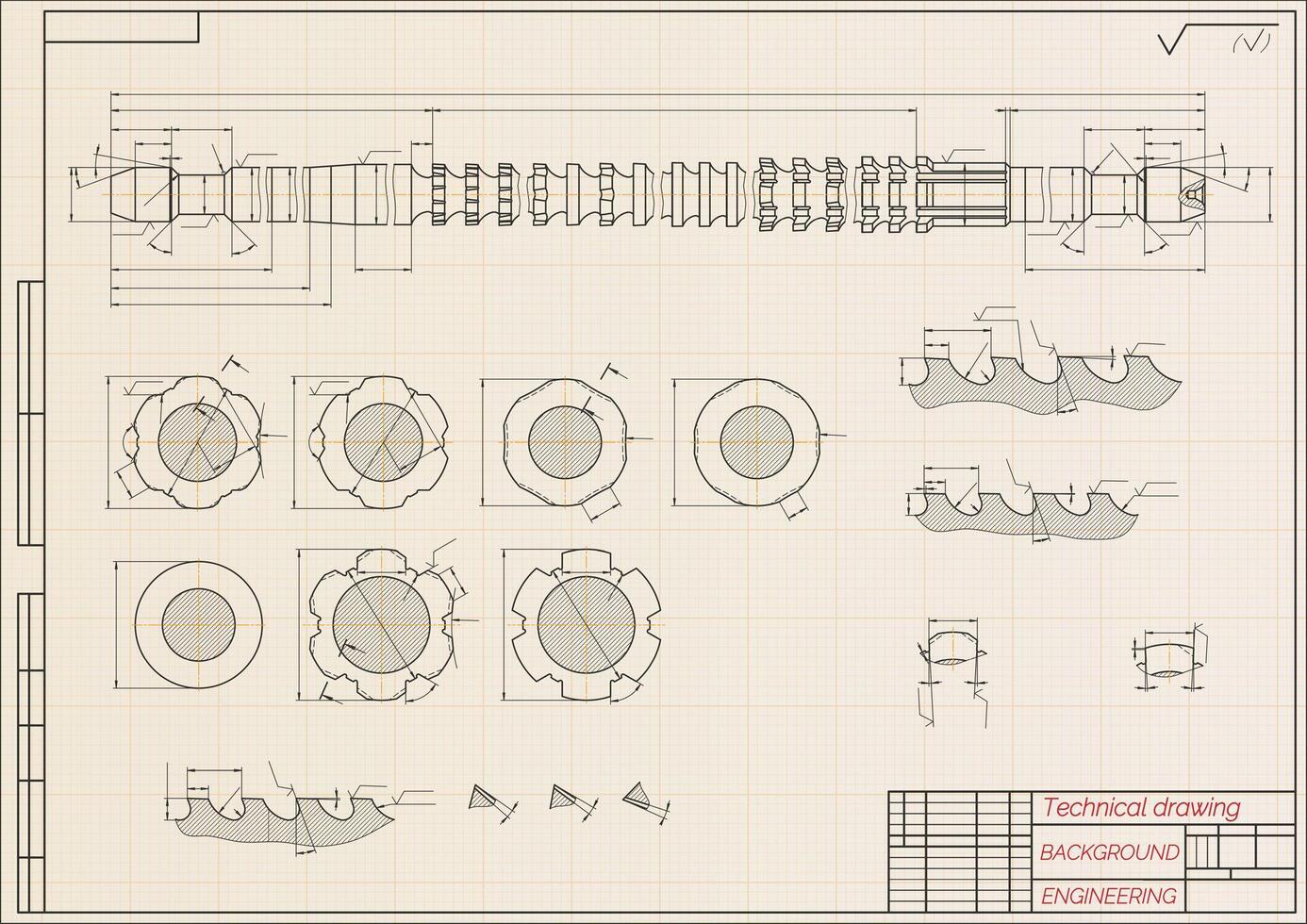 mecánico Ingenieria dibujos. broche. técnico diseño. cubrir. Plano. vector ilustración